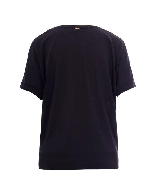 Herno Blue Lyocell Cotton Pleated Round-Neck T-Shirt