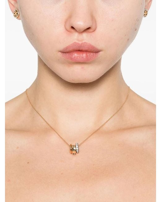 Tory Burch White Icon Crystal Pavé Necklace And Earrings Gift Set