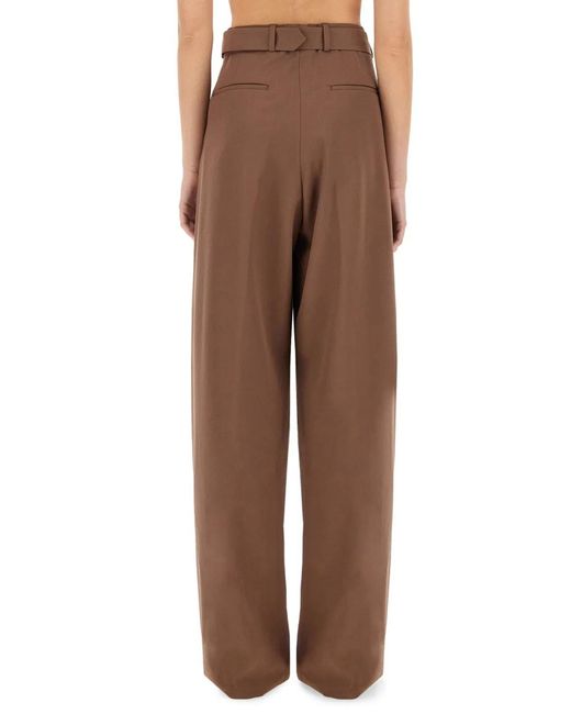 Dries Van Noten Brown Wide-Leg Pants With Belt