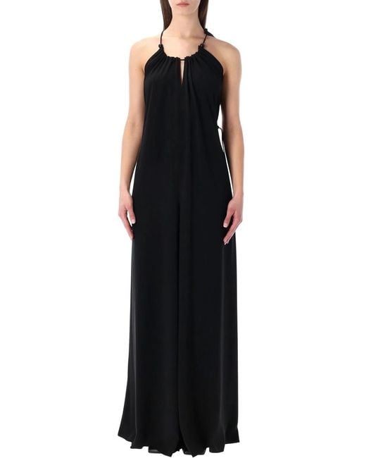 Max Mara Black Alamaro Fluid Satin Sleeveless Jumpsuit