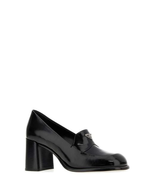Prada Black Solid Loafers