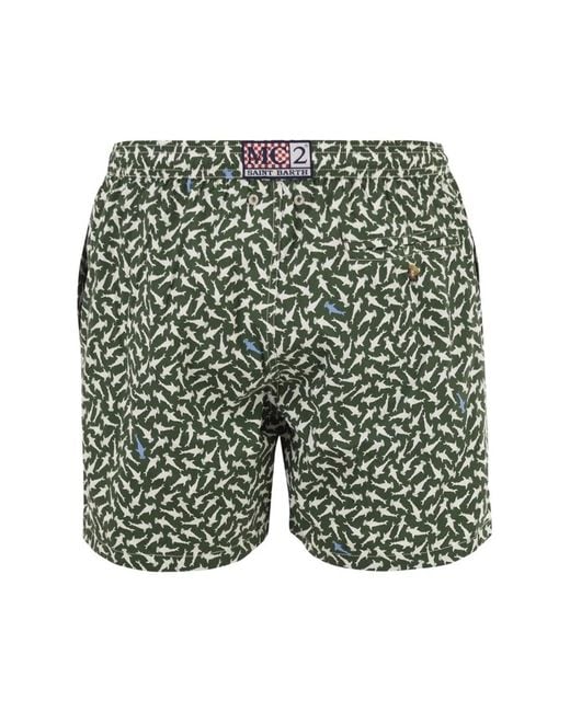 Mc2 Saint Barth Green Micro-Print Swimsuit for men