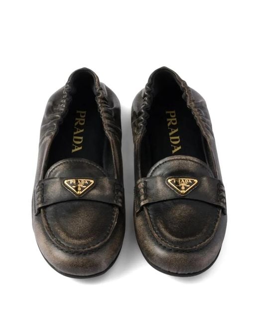 Prada Black Deconstructed And Flexible Nappa Leather Loafers