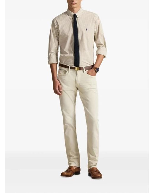 Polo Ralph Lauren White Long Sleeves Sport Stripes Shirt for men