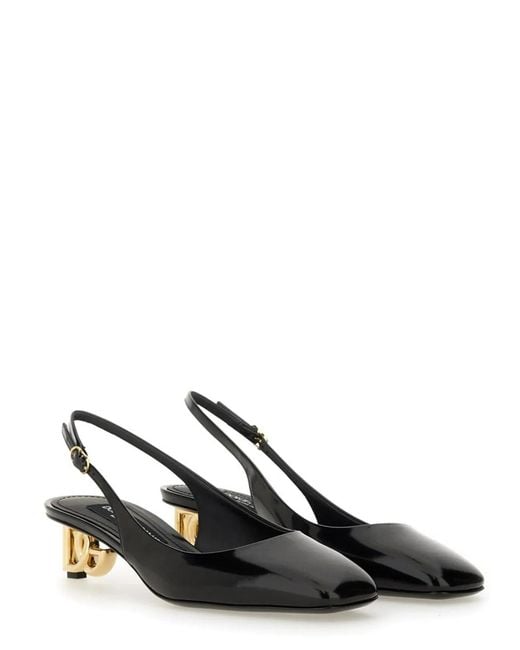 Dolce & Gabbana Black Dolce & Gabbana Patent Leather Slingback