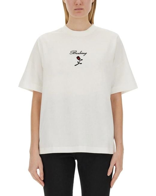 Burberry White T-Shirt With Logo