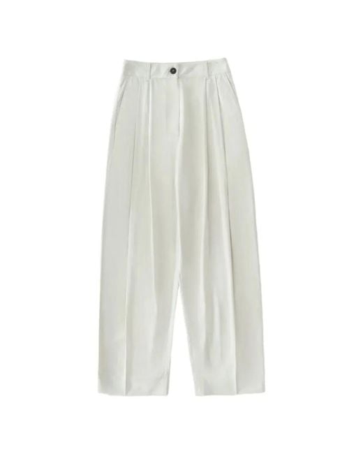 Studio Nicholson White "Acuna" Double Pleat Front Pant