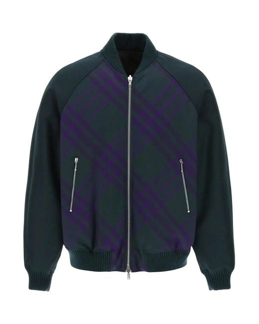 Burberry Blue Reversible Bomber Jacket for men