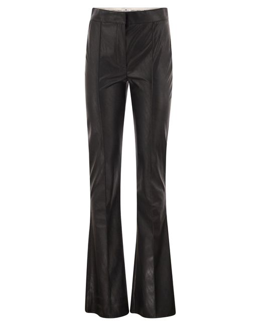 Elisabetta Franchi Black Faux Leather-Effect Flared Trousers