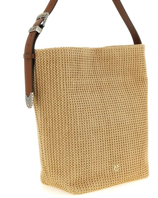 Pinko White Raffia Bucket
