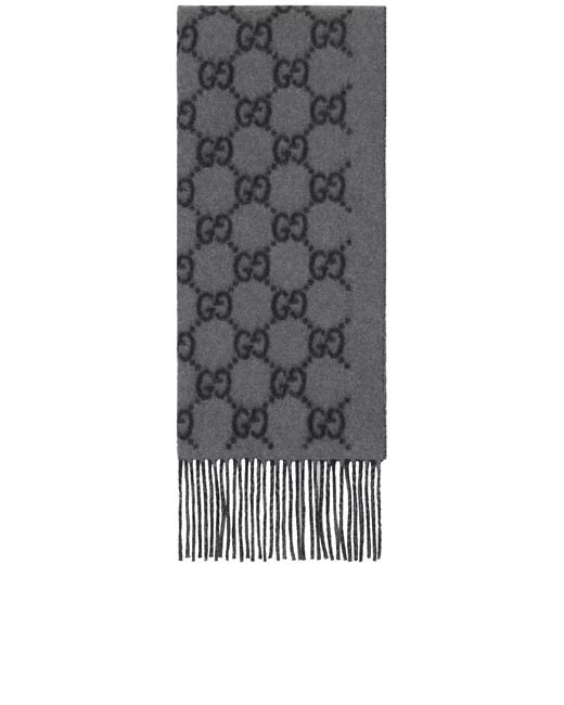 Gucci Gray Gg Cashmere Scarf for men