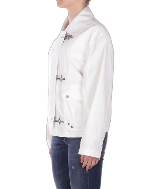 Fay White Wool Button Fastening Jacket
