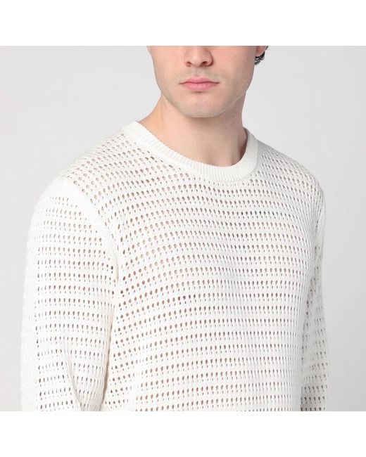 Roberto Collina White Perforated Milk-Coloured Sweater for men