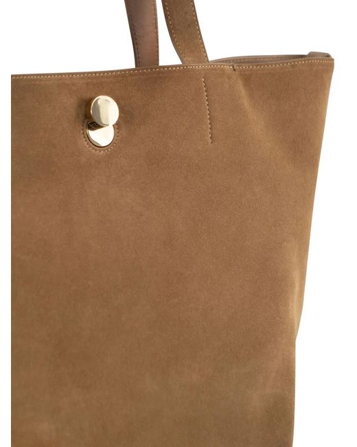 Fabiana Filippi Brown Medium Eclipse Suede Tote Bag