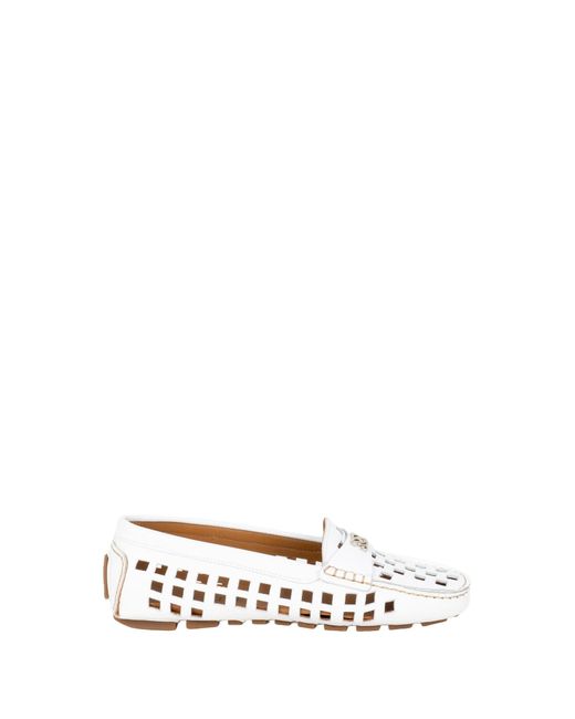 Casadei White Leather Strap Moccasins