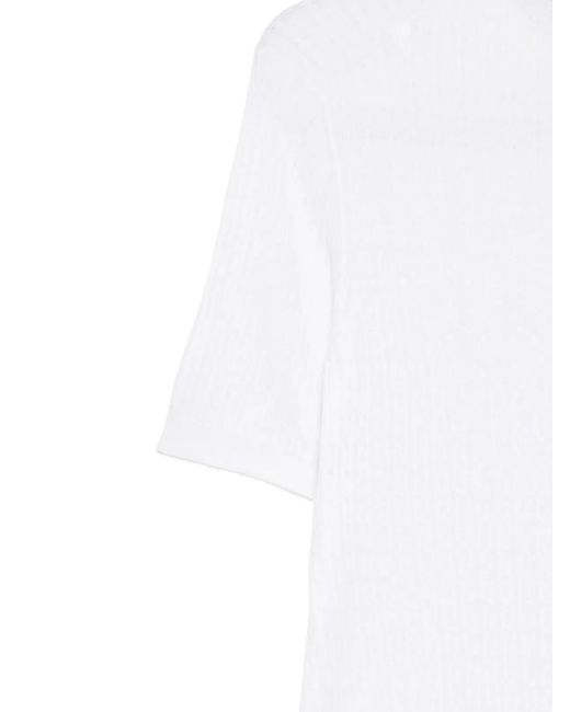 Tagliatore White Polo Shirt With Cable Knit for men