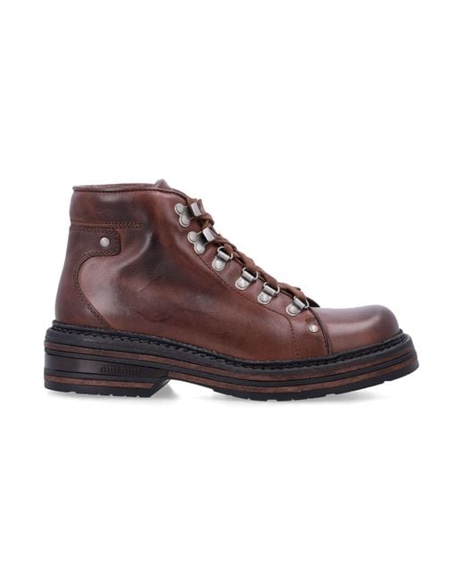 Miu Miu Purple Antiqued Leather Booties