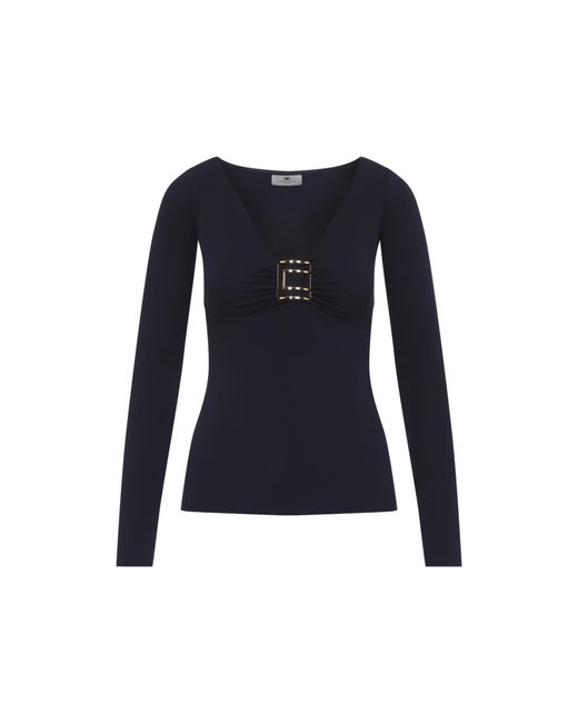 Elisabetta Franchi Blue Blu Notte Viscose Top