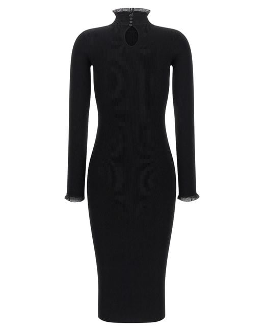 Elisabetta Franchi Black Ribbed Knit Dress