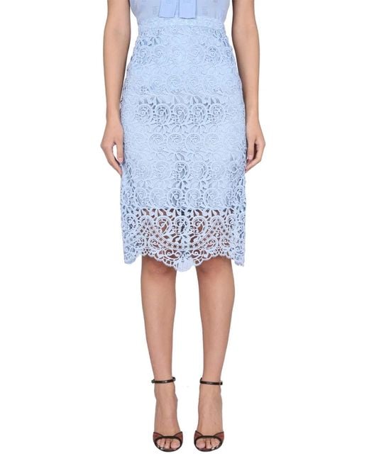 Burberry Blue Midi Skirt