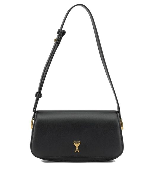 AMI Black "Paris Paris" Small Shoulder Bag