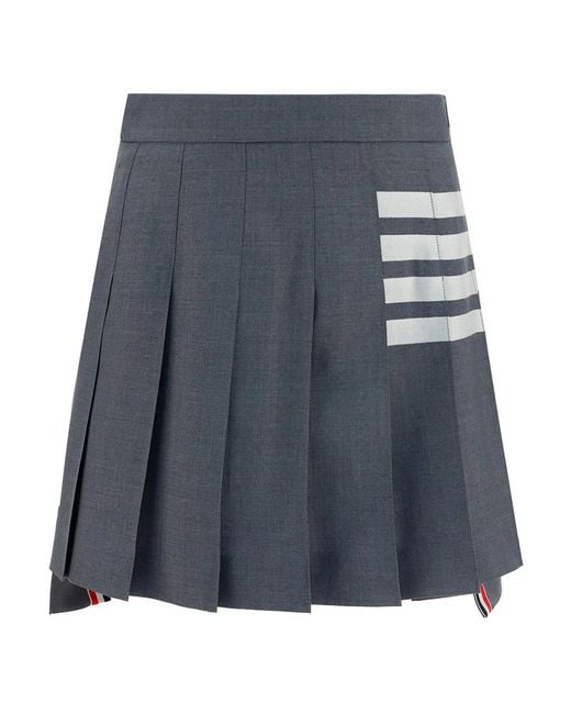 Thom Browne Blue Wool Mini Skirt