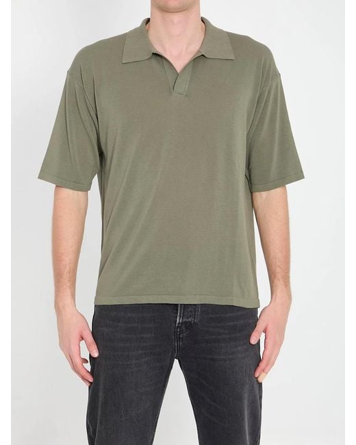 Roberto Collina Green Cotton Polo Shirt for men