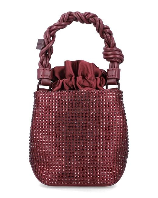 Ganni Red Mini Bou Crystal Bucket Bag