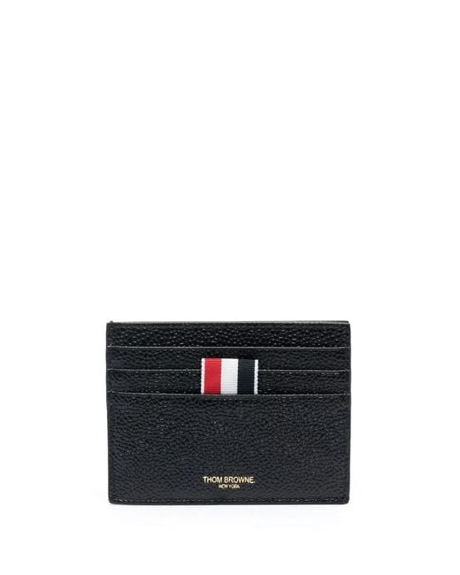 Thom Browne Black Leather Credit Card Case for men