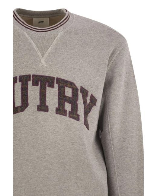Autry Gray Logo Detail Cotton Sweatshirt for men