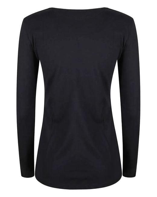 Majestic Black Round Neck Long Sleeve Sweater