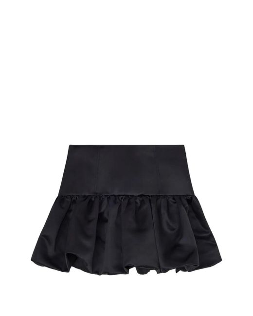 Ganni Black Satin Mini Skirt