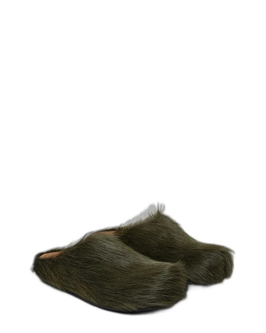 Marni Green Long Hair Calfskin Fussbett Sabot