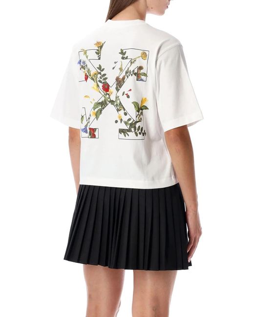 Off-White c/o Virgil Abloh White Flowers Boxy Cotton Logo T-Shirt