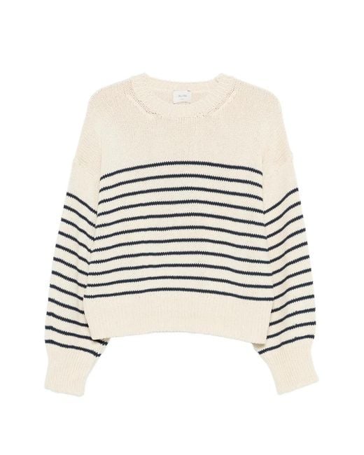 Alysi White Cotton Crewneck Sweater