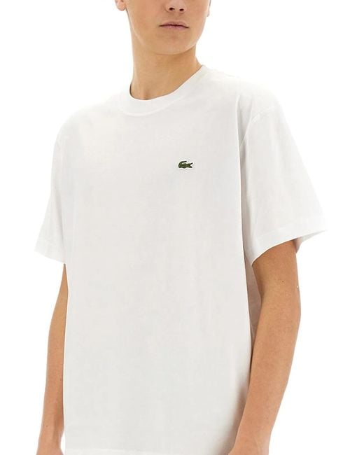 Lacoste White Cotton Tshirt for men
