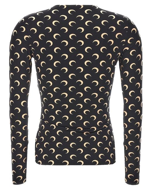 MARINE SERRE Black 'Moon Printed Jersey' T-Shirt