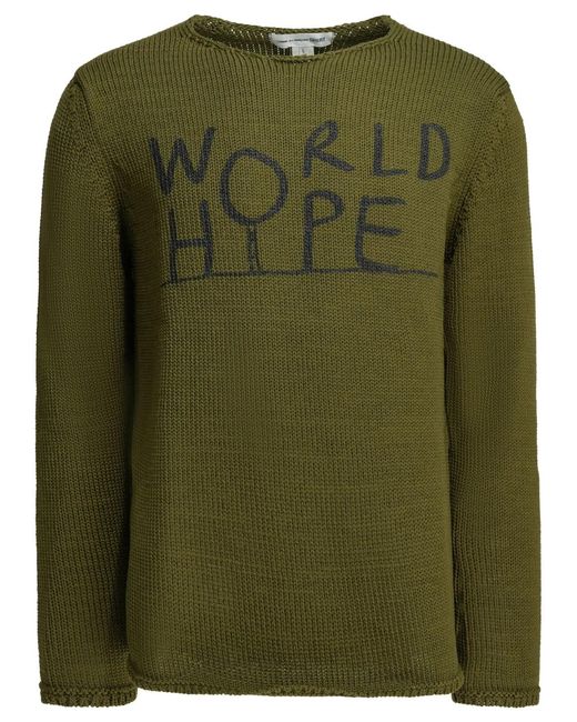 Comme des Garçons Green Shirt Crew-Neck Sweater With Logo for men