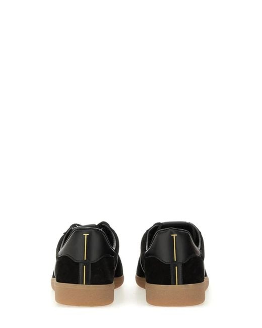 Tom Ford Black Leather Sneaker With Logo for men