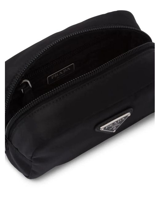 Prada Black Mini Triangle-Logo Makeup Bag