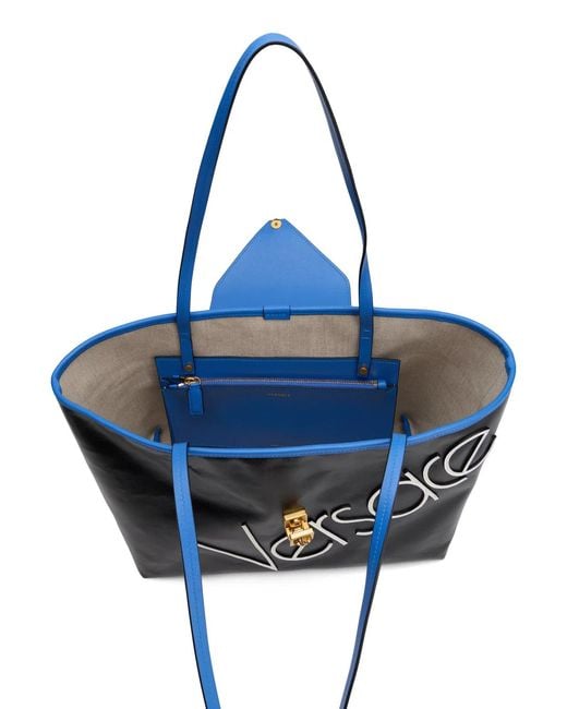 Versace Black Tote Bag With Writing