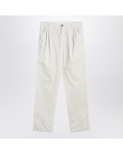 Brunello Cucinelli White Corduroy Pants for men