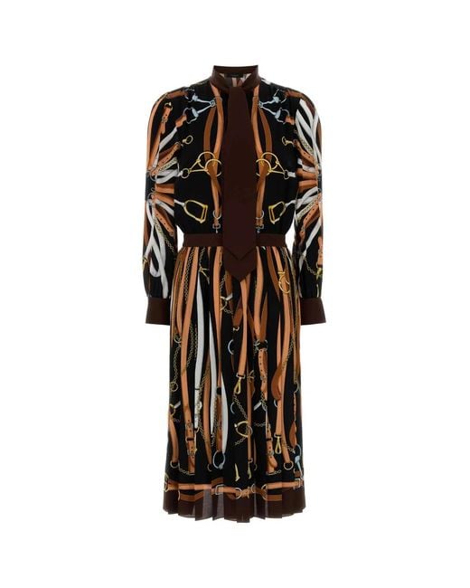 Gucci Black Printed Silk Shirt Dress
