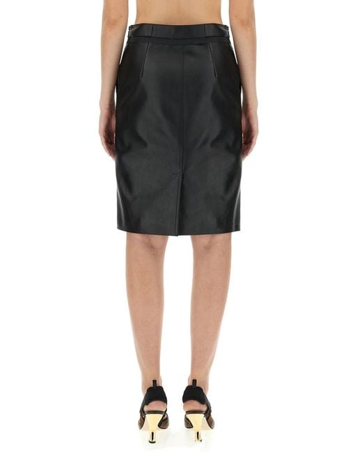 Fendi Black Leather Skirt