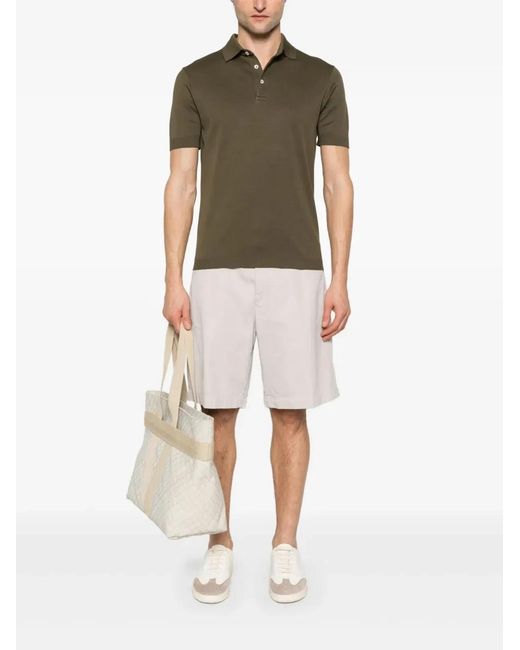 Herno Green Knitted Polo Shirt for men