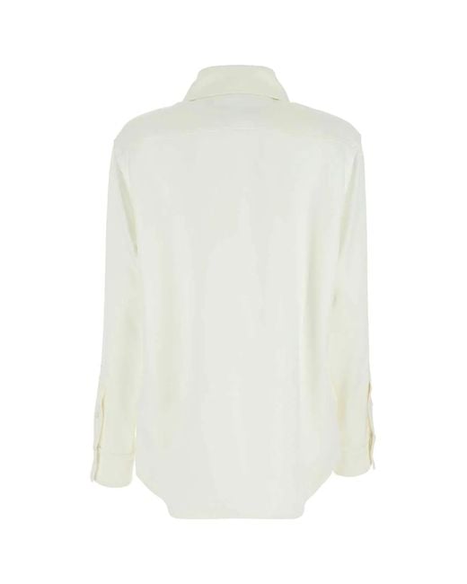 Bottega Veneta White Ivory Satin Shirt