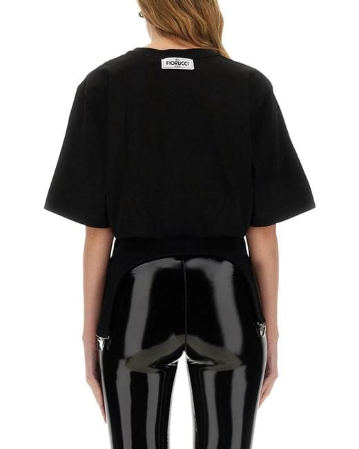 Fiorucci Black T-Shirt With Suspenders