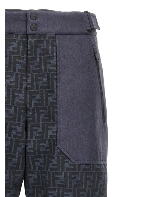 Fendi Blue 'Ff' Ski Pants for men