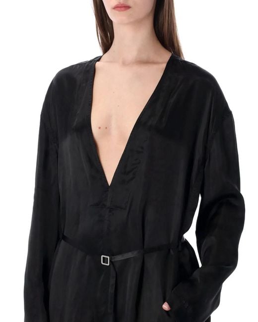 Rick Owens Black Ls Long Satin Jumpsuit