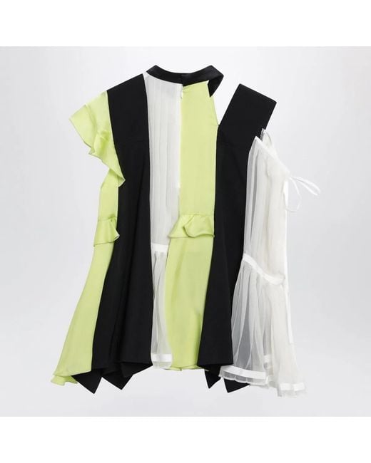 Sacai Green Fabric Mix Sweater